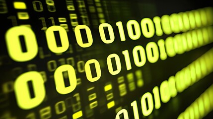 Poster - A cyberpunk-style mobile web banner with bright green binary code cascading across the frame, set against a gritty, dark backdrop for a tech or hacker-themed design.