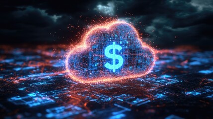 Poster - A digital banking interface showing online money transfers, cloud-based financial data, and secure transactions, illustrating the use of modern banking technology.