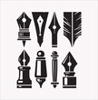© Faysal Design House - Set of  pen nibs vector silhouette on a white background 10 EPS