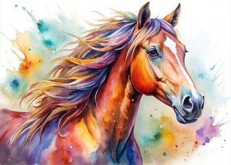  Majestic Horse Watercolor Art - Vibrant Equine Illustration for Home Decor and Art Lovers