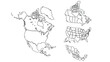 © K - A minimalist vector illustration of North America map templates. USA, Canada and Mexico map.North America maps set. featuring a simple outline design.