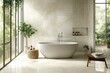 © Aliaksandra - bathroom marble design, marble tiles in light grey and ivory colors create a serene spa-like ambiance in the bathroom, serving as a focal point