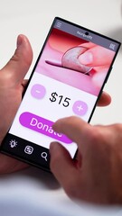 Poster - Man Using Online Money Donation Mobile Phone