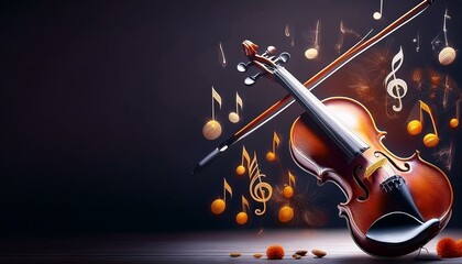 Wall Mural - violin and music notes