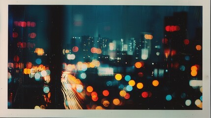 Wall Mural - City lights through a window