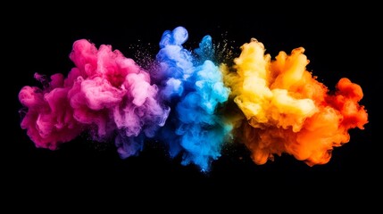 Wall Mural - an abstract artwork with colorful paint splash on a solid black background, professional illustratio