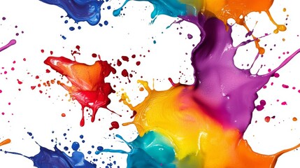 Wall Mural - artistic splashes of color seamless pattern. vibrant splashes of multicolored paint background