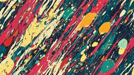 Wall Mural - artistic splashes of color seamless pattern. vibrant splashes of multicolored paint background