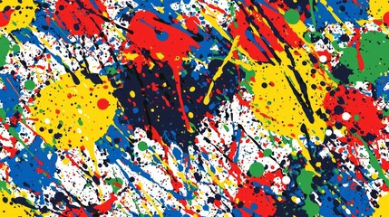 Wall Mural - artistic splashes of color seamless pattern. vibrant splashes of multicolored paint background