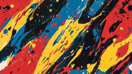 Wall Mural - artistic splashes of color seamless pattern. vibrant splashes of multicolored paint background