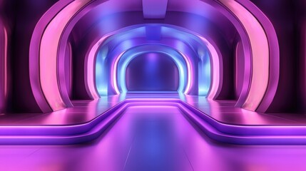 Wall Mural - Neon light tunnel