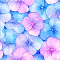 Poster - Watercolor Abstract Floral Pattern with Pastel Pink and Blue Flowers