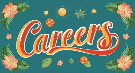 Wall Mural - Careers calligraphic word lettering on summer concept holiday design background