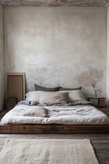 Poster - Minimalist Japandi Style Bedroom with Natural Elements