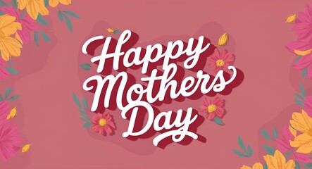 Wall Mural - happy mothers day calligraphic word lettering on summer concept holiday design background