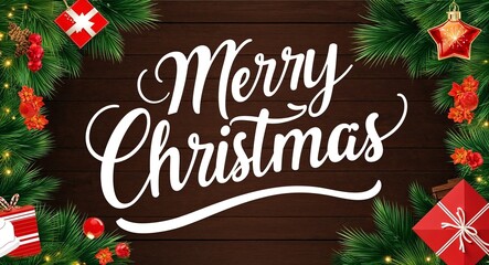 Wall Mural - merry christmas calligraphic word lettering on summer concept holiday design background