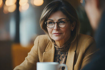 Poster - Mature Businesswoman Mentoring Young Professionals in Stylish Office