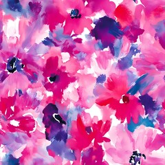 Poster - Abstract Watercolor Floral Pattern in Pink and Purple Hues