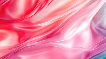 Poster - A display of flowing fabric creates an abstract visual effect with soft waves in hues of pink and red, encapsulating a sense of fluidity and softness.