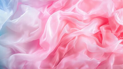 Poster - This image showcases a soft gradient pastel fabric with delicate folds, featuring hues of pink and blue, exuding a serene and calming visual experience.