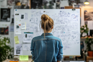 Sticker - Female Entrepreneur Strategizing in Bright Creative Workspace  