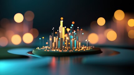 Wall Mural - a visualization of data flowing through a city network, showcasing the connectivity and integration 