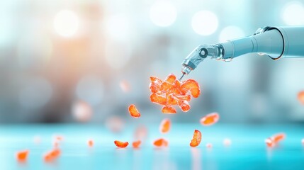 Poster - A robotic arm performing a complex task in a laboratory setting, demonstrating the use of robotics in research and development.
