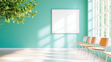 Poster - A photo of a classroom equipped with interactive whiteboards and digital learning tools, showcasing modern teaching methods.