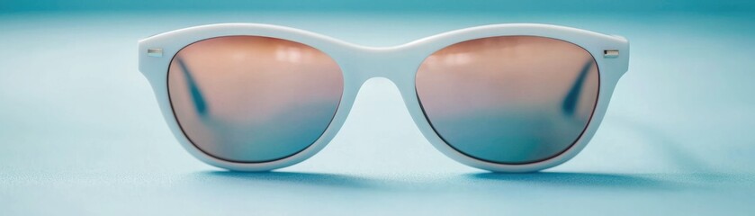 Stylish white sunglasses with colorful lenses against a turquoise background, perfect for summer vibes and fashion imagery.