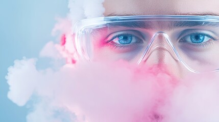 Canvas Print - A researcher observes a chemical reaction taking place in a fume hood, documenting the changes in color, temperature, and other variables.