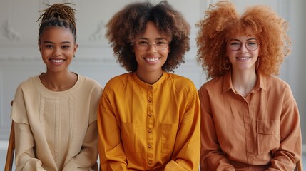 Wall Mural - Three Women with Diverse Hairstyles and Glasses