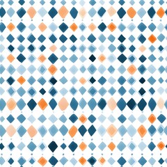 Wall Mural - Abstract Watercolor Diamond Pattern in Blue and Orange