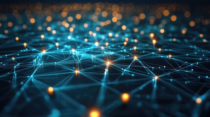 Poster - Blue and Orange Digital Network Background