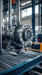 Poster - Close-up of industrial machinery showcasing precision engineering and advanced manufacturing techniques in a modern factory.