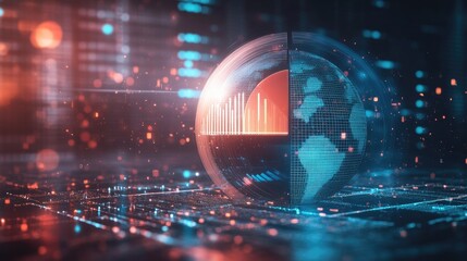 Poster - Digital Globe with Data Visualization Elements