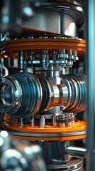 Poster - Close-up view of intricate mechanical components, showcasing precision engineering and innovative design in modern machinery.