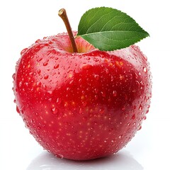 Poster - A shiny red apple with water droplets.