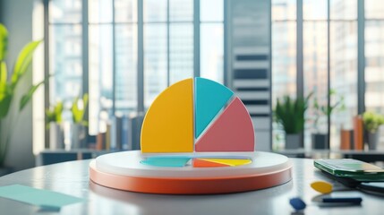 Poster - Colorful Pie Chart in Modern Office Setting