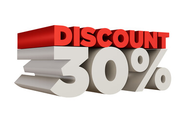 Wall Mural - 3d rendering of a red percent sign, 3d text rendering, 30% discount