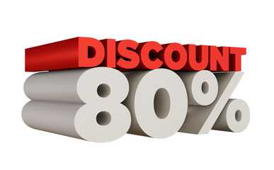 Wall Mural - 3d rendering of a red percent sign, 3d text rendering, 80% discount