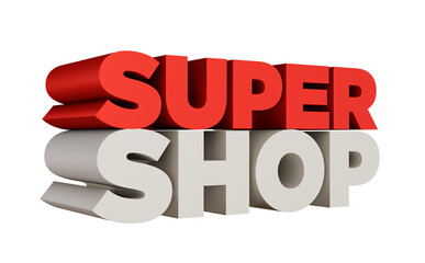 Wall Mural - super shop 3d text rendering transparent png
