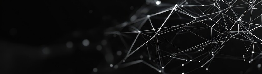 Poster - Abstract White Lines and Dots on a Black Background