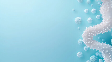 Aufkleber - Microbial life forming clusters with organic textures in vibrant blue background creates captivating visual. intricate details evoke sense of wonder and curiosity about microscopic worlds