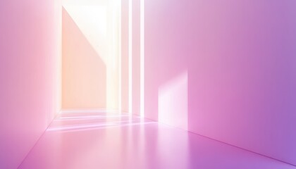 Poster - Abstract Pink and White Interior with Sunlight Streaming Through