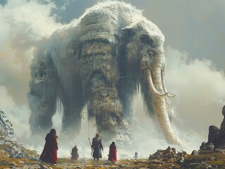 Sticker - Giant Stone Elephant: A Fantasy Landscape