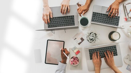 Wall Mural - Businesswomen using digital devices at work