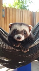 Poster - A cute animal resting in a hammock, showcasing its playful and relaxed demeanor.