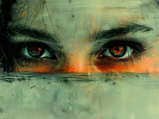 Wall Mural - Close-Up Portrait of a Human Eye with Abstract Background