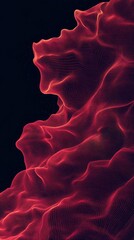 Wall Mural - Dark abstract background with flowing wavy grid mesh