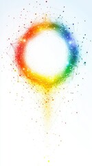 Wall Mural - Circular network connects dots to form a circle against a white backdrop